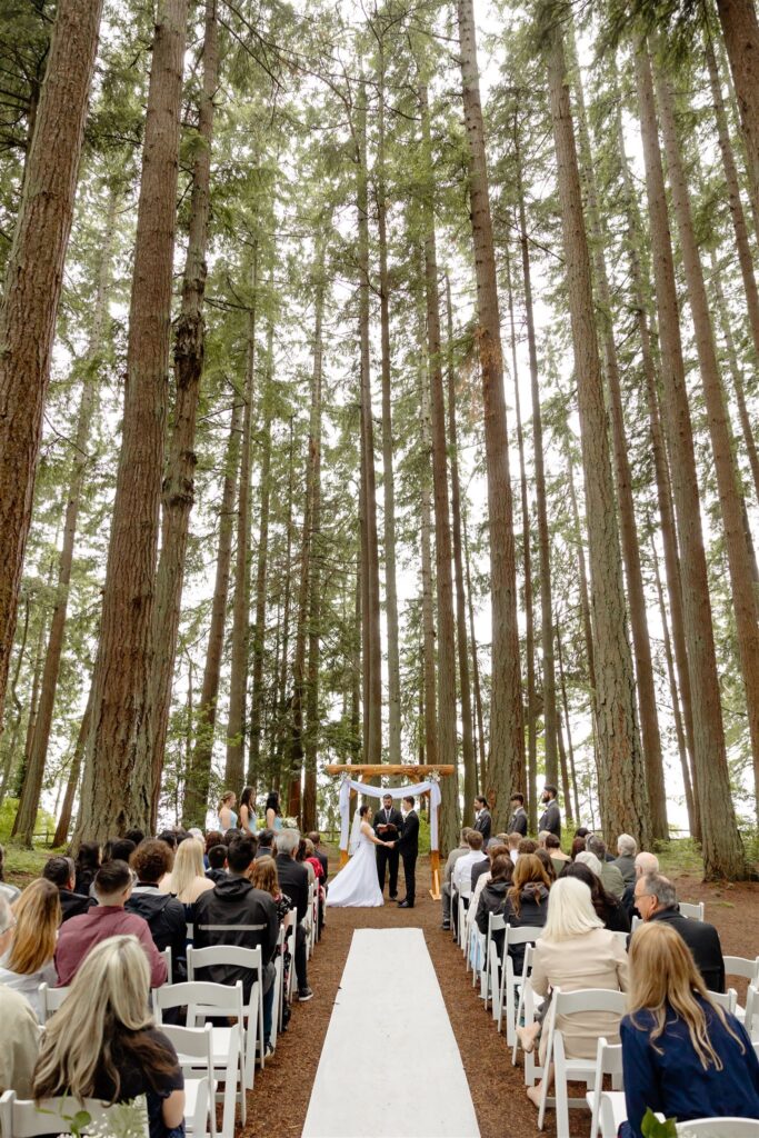 Wedding ceremony surrounded by trees